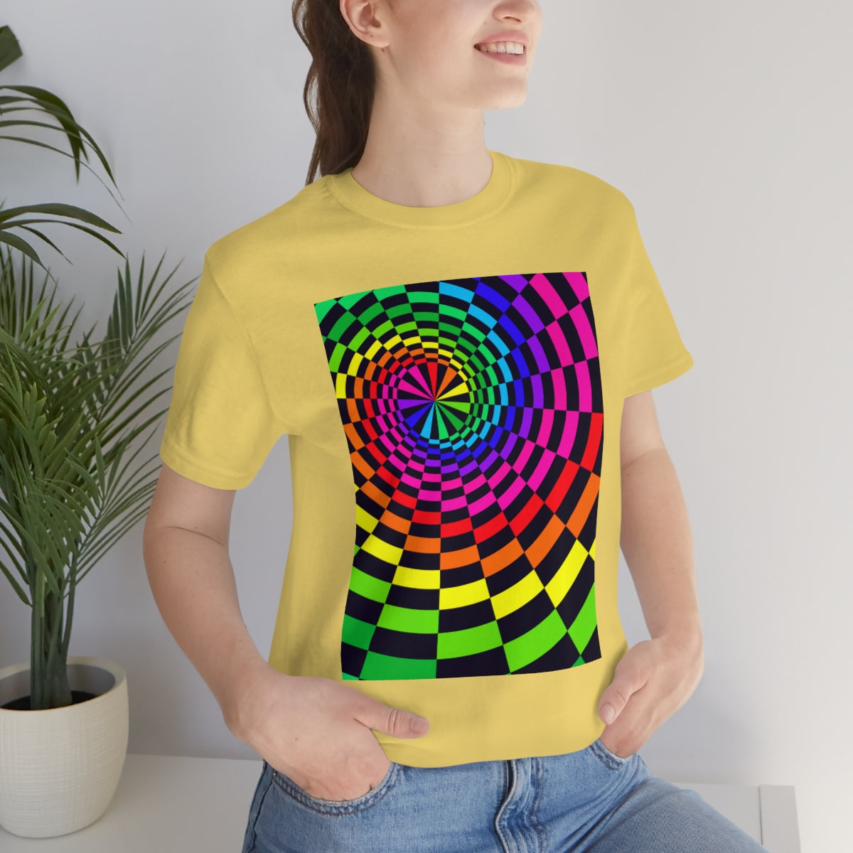Unisex Jersey Short Sleeve Tee "Optical illusion Black Spirals of the Rectangles"