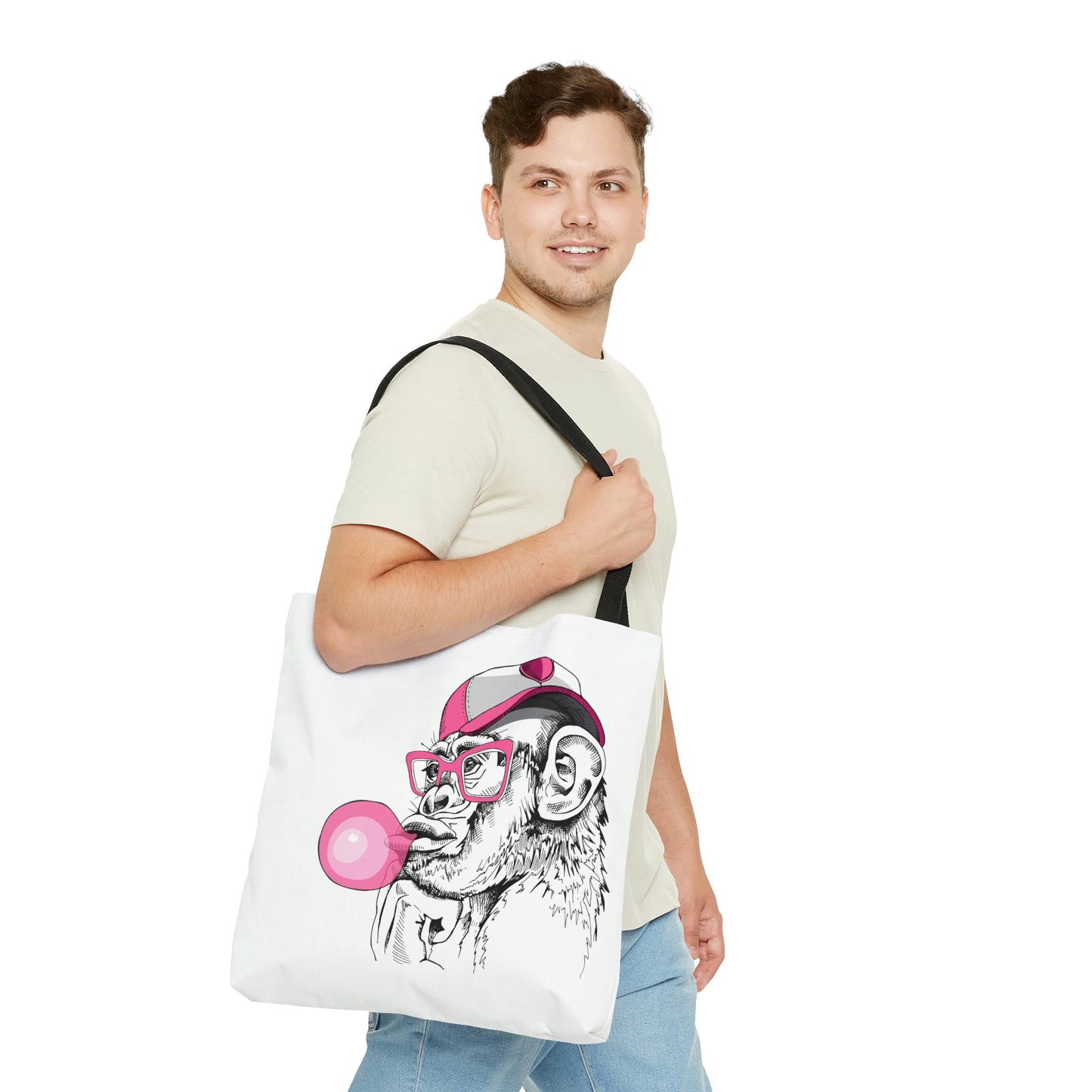 AOP Tote Bag "Funny Monkey in a cap"