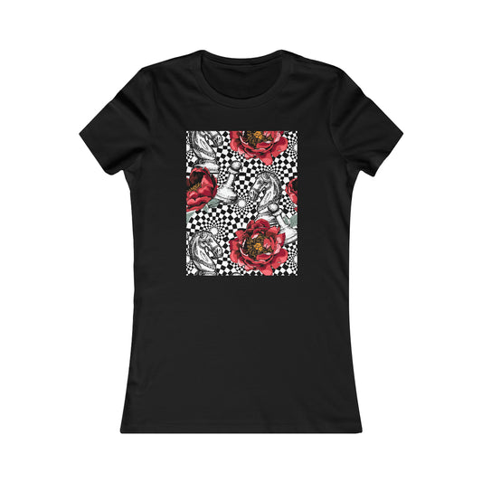 Women's Favorite Tee "Optical illusion Chess & flowers"