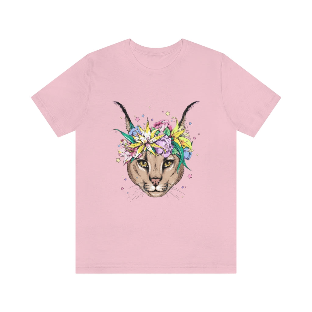 Unisex Jersey Short Sleeve Tee "Caracal with flowers"