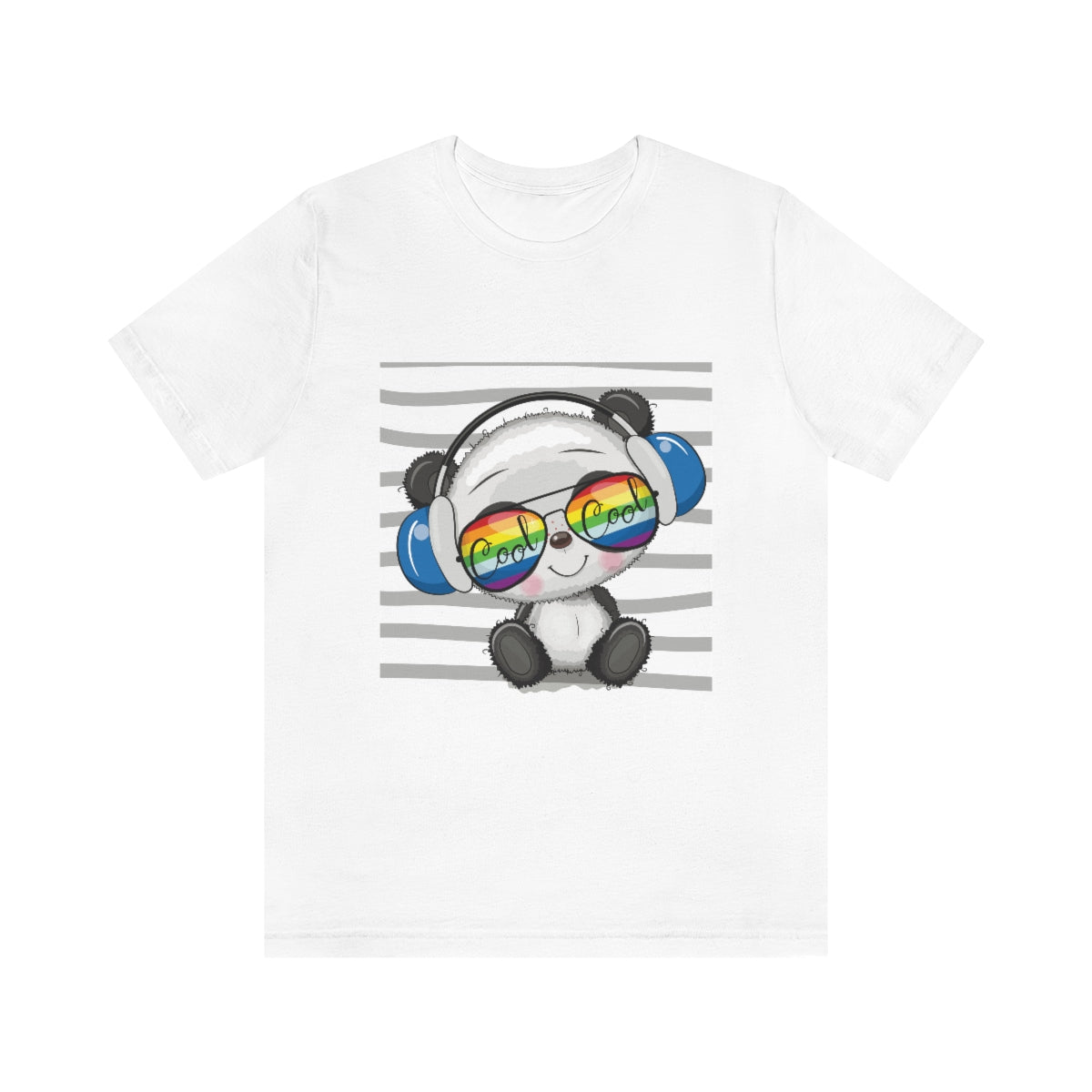 Unisex Jersey Short Sleeve Tee "Cool Cartoon Cute Panda with sun glasses and headphones"