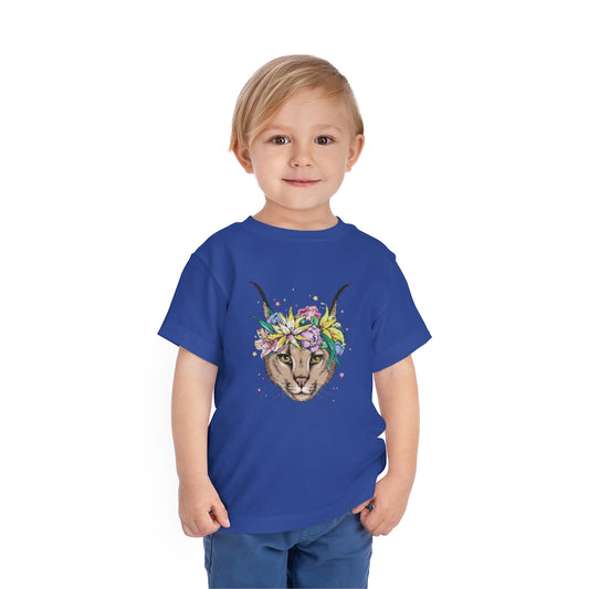 Kids Short Sleeve Tee "Caracal with flowers"