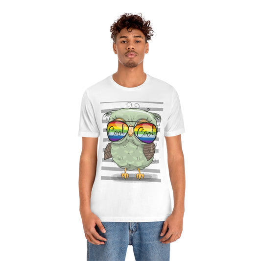 Unisex Jersey Short Sleeve Tee "Cool Cartoon Cute Owl with sun glasses"