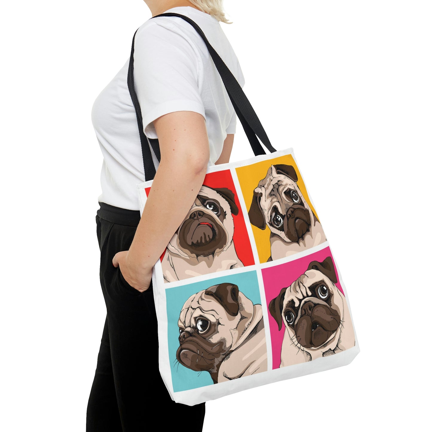 AOP Tote Bag "Four pugs"