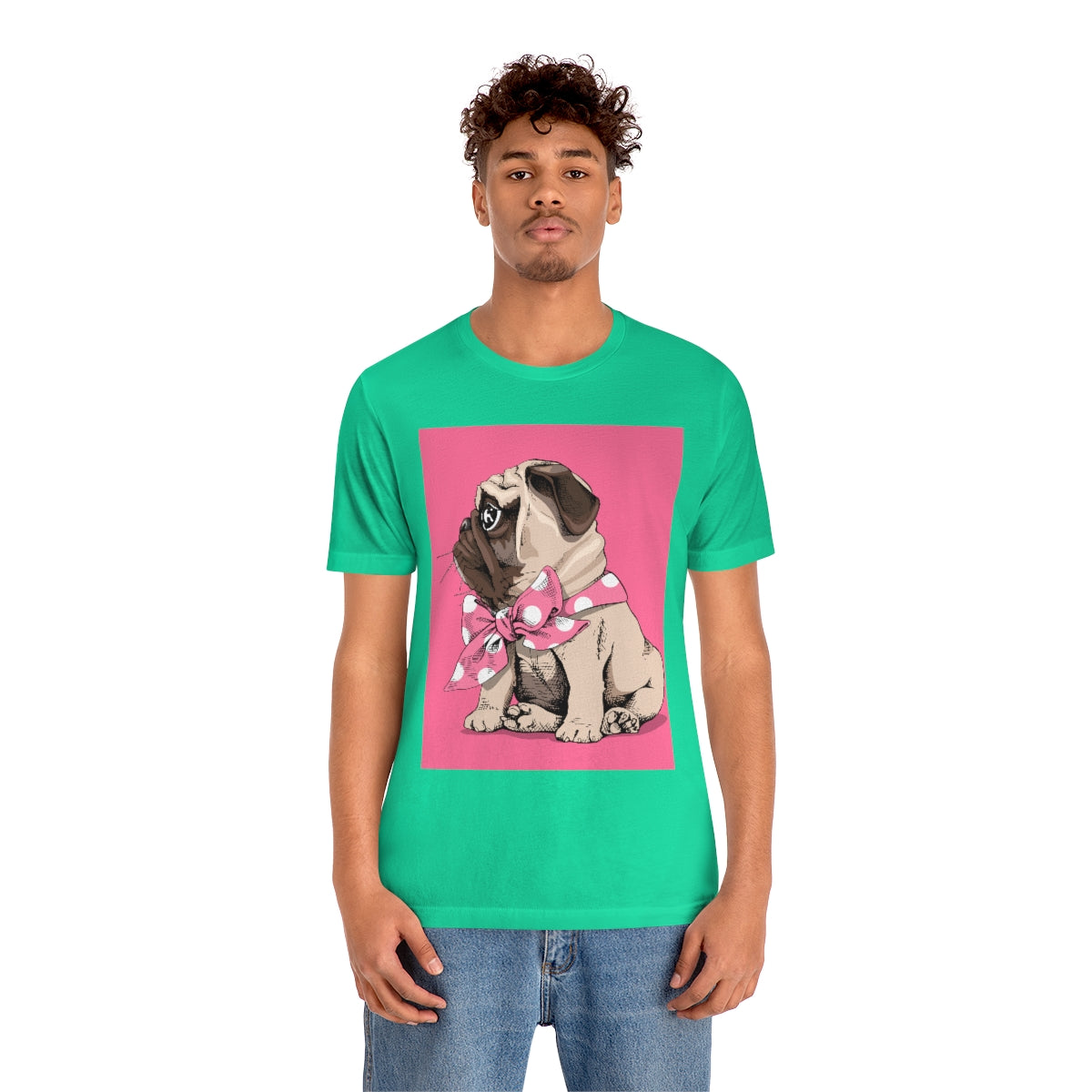 Unisex Jersey Short Sleeve Tee "Puppy Pug with a bow tie"