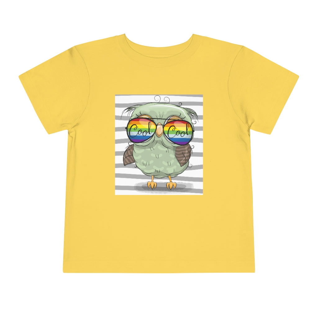 Kids Short Sleeve Tee "Cool Cartoon Cute Owl with sun glasses"
