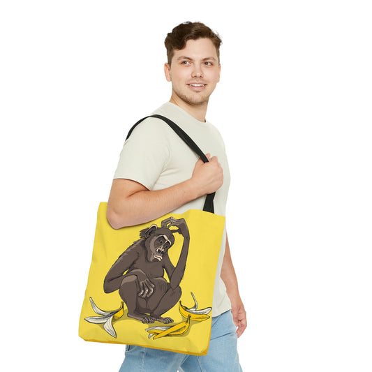 AOP Tote Bag "Cute Monkey with the banana skins"