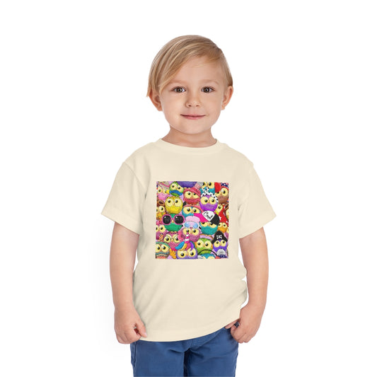 Kids Short Sleeve Tee "Colorful Pattern with cute cartoon owls"