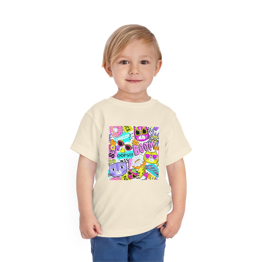 Kids Short Sleeve Tee "Funny cats in sunglasses Abstract pattern"