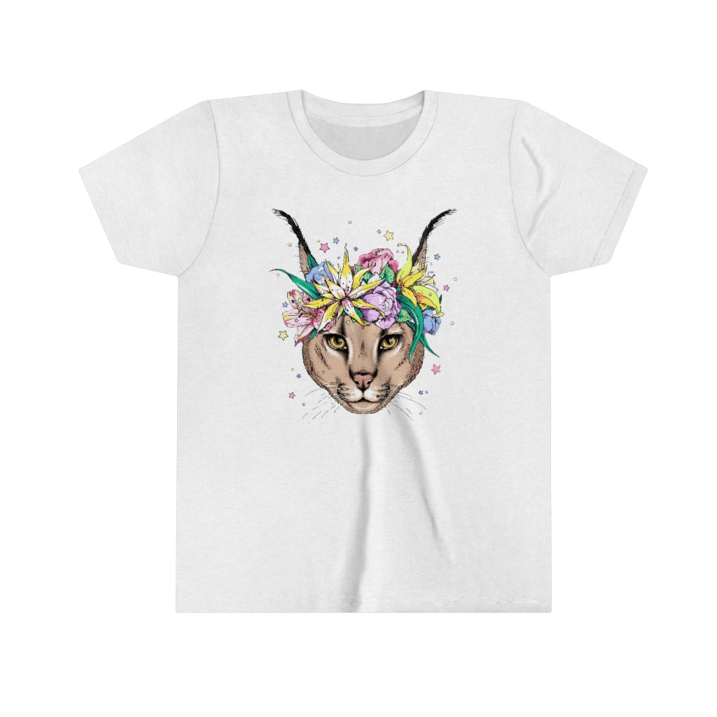 Youth Short Sleeve Tee "Caracal with flowers"