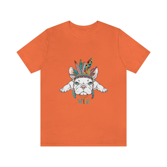Unisex Jersey Short Sleeve Tee "French bulldog in Indian headdress"