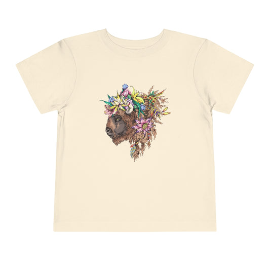 Kids Short Sleeve Tee "Bison & flowers"
