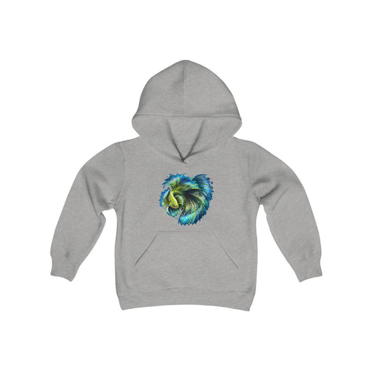 Youth Heavy Blend Hooded Sweatshirt "Colorful tropical fish"