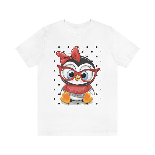 Unisex Jersey Short Sleeve Tee "Cute Cartoon Penguin with red glasses"