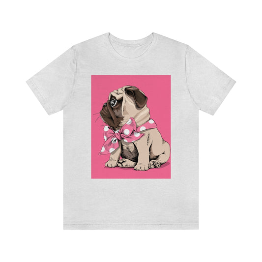 Unisex Jersey Short Sleeve Tee "Puppy Pug with a bow tie"