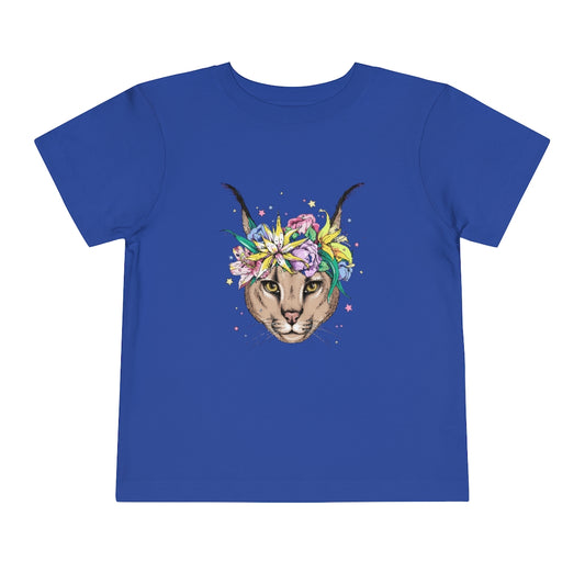 Kids Short Sleeve Tee "Caracal with flowers"