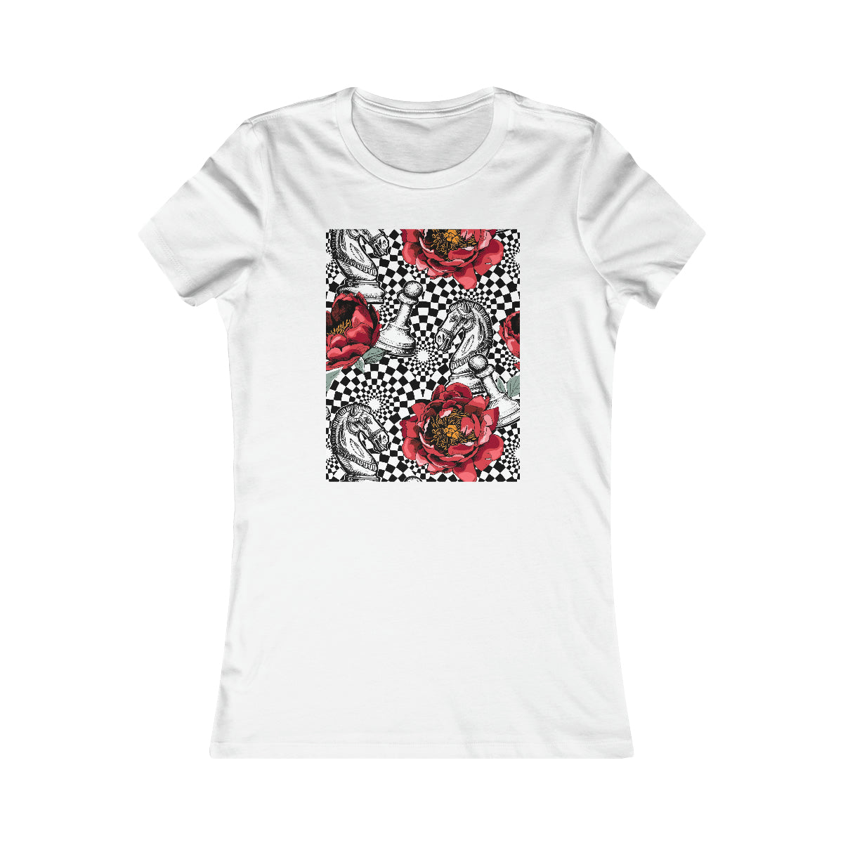 Women's Favorite Tee "Optical illusion Chess & flowers"