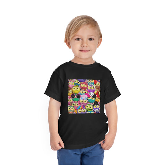 Kids Short Sleeve Tee "Colorful Pattern with cute cartoon owls"