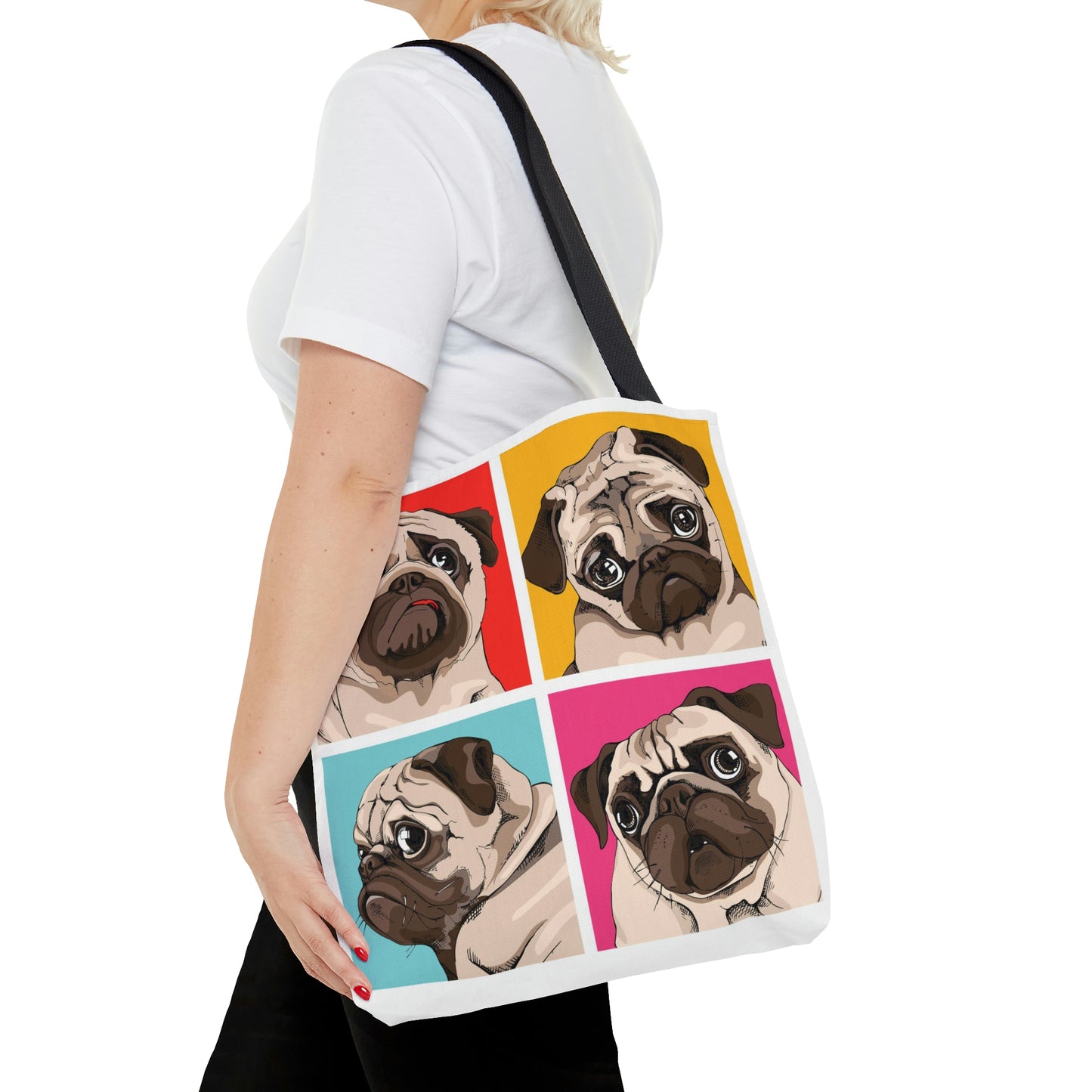 AOP Tote Bag "Four pugs"