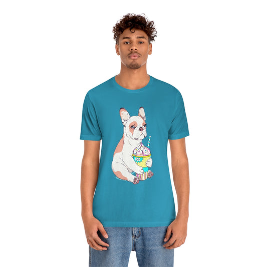 Unisex Jersey Short Sleeve Tee "French bulldog & ice cream"