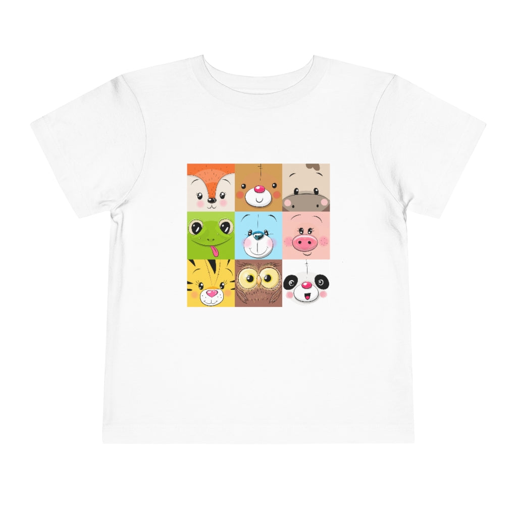 Kids Short Sleeve Tee "Set of Cute Cratoon square animals faces"
