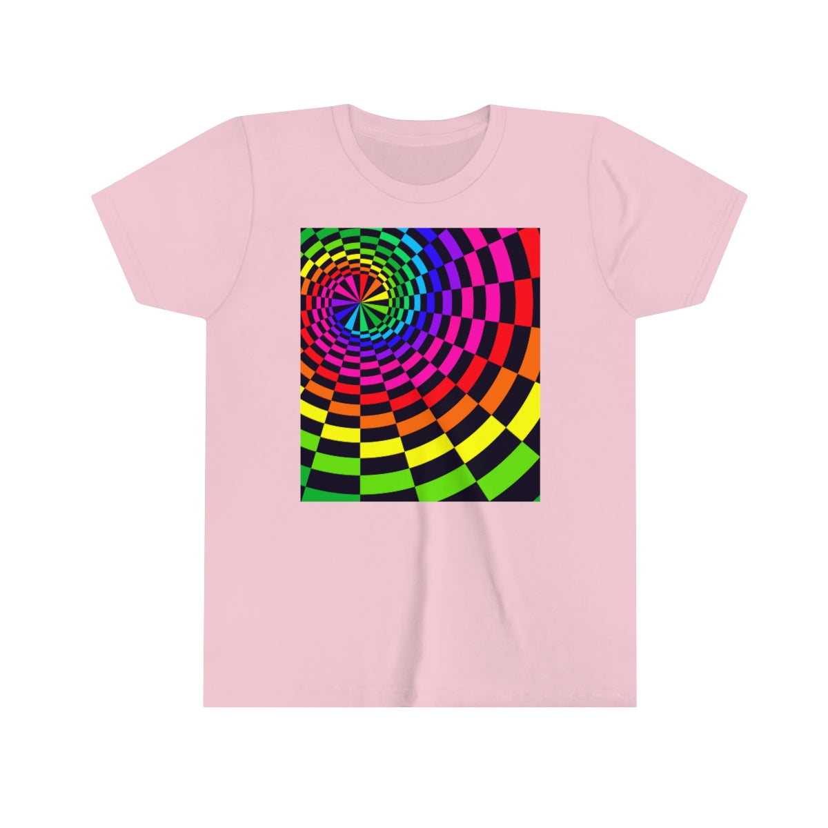 Youth Short Sleeve Tee "Optical illusion Black Spirals of the Rectangles"