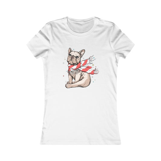 Women's Favorite Tee "French bulldog in a striped scarf"