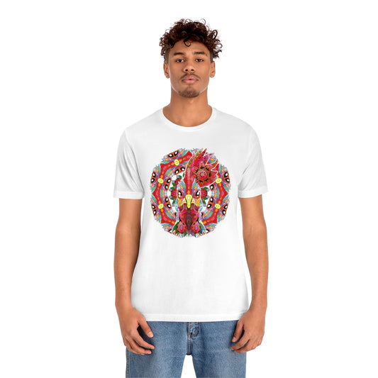 Unisex Jersey Short Sleeve Tee "Colorful rooster ornament"