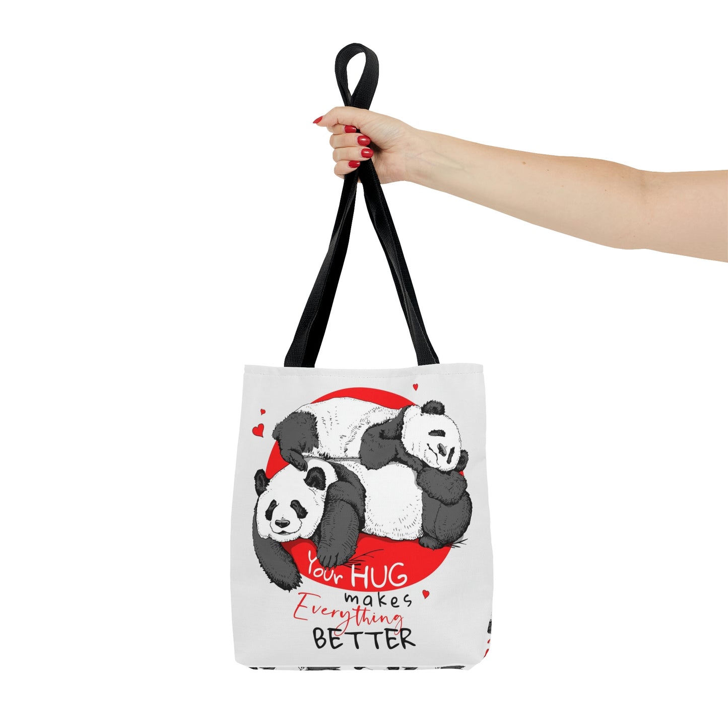AOP Tote Bag 2 sides "Pandas hugging"