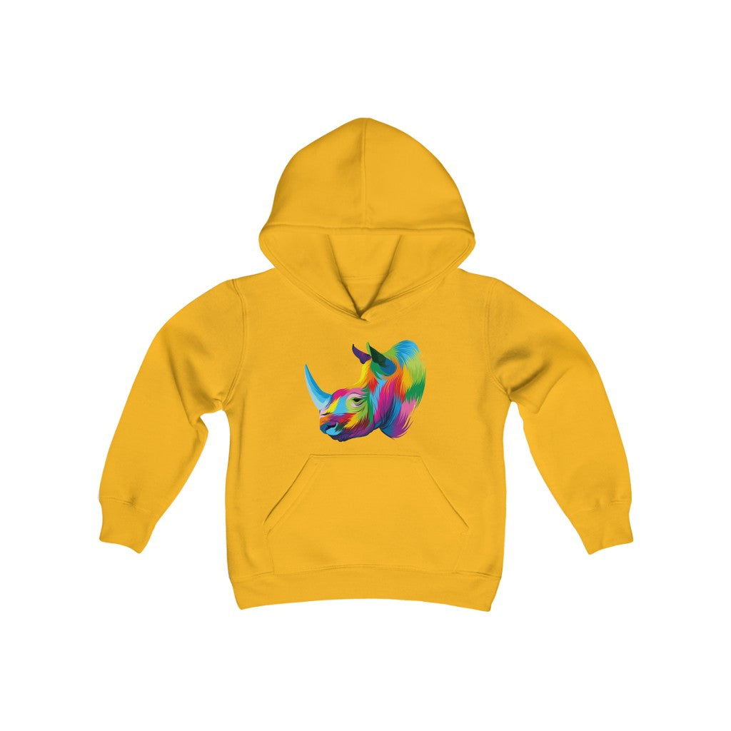 Youth Heavy Blend Hooded Sweatshirt "Abstract colorful Rhino"