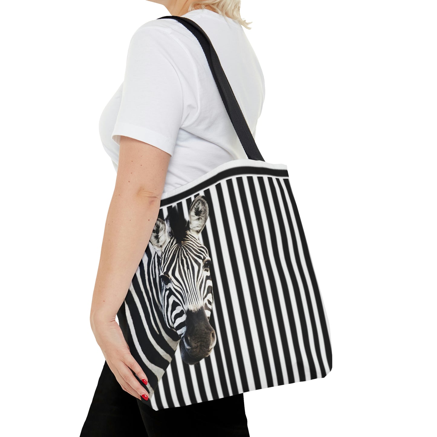 AOP Tote Bag "Zebra and striped background"