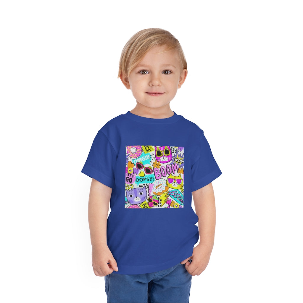 Kids Short Sleeve Tee "Funny cats in sunglasses Abstract pattern"