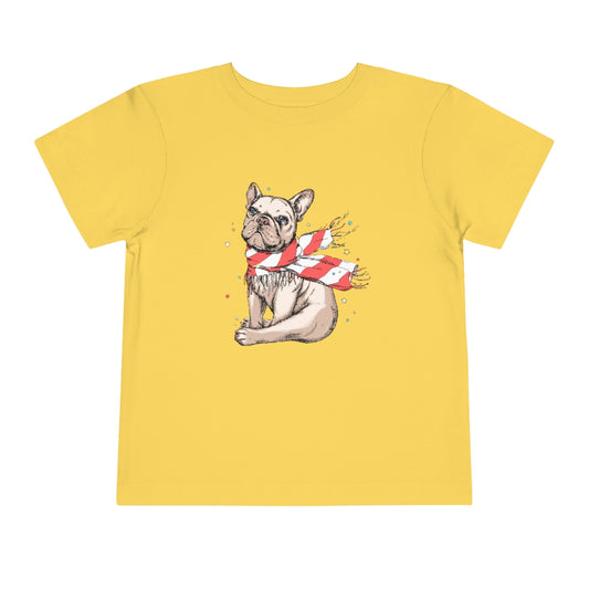 Kids Short Sleeve Tee "French bulldog in a striped scarf"