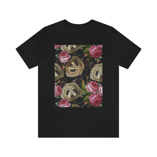 Unisex Jersey Short Sleeve Tee "Panda & flowers"