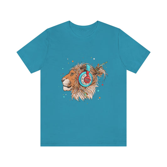 Unisex Jersey Short Sleeve Tee "Lion & headphones"