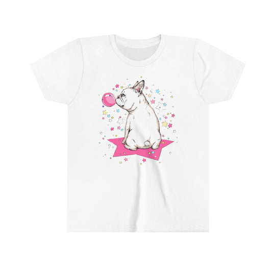 Youth Short Sleeve Tee "French white bulldog & stars"