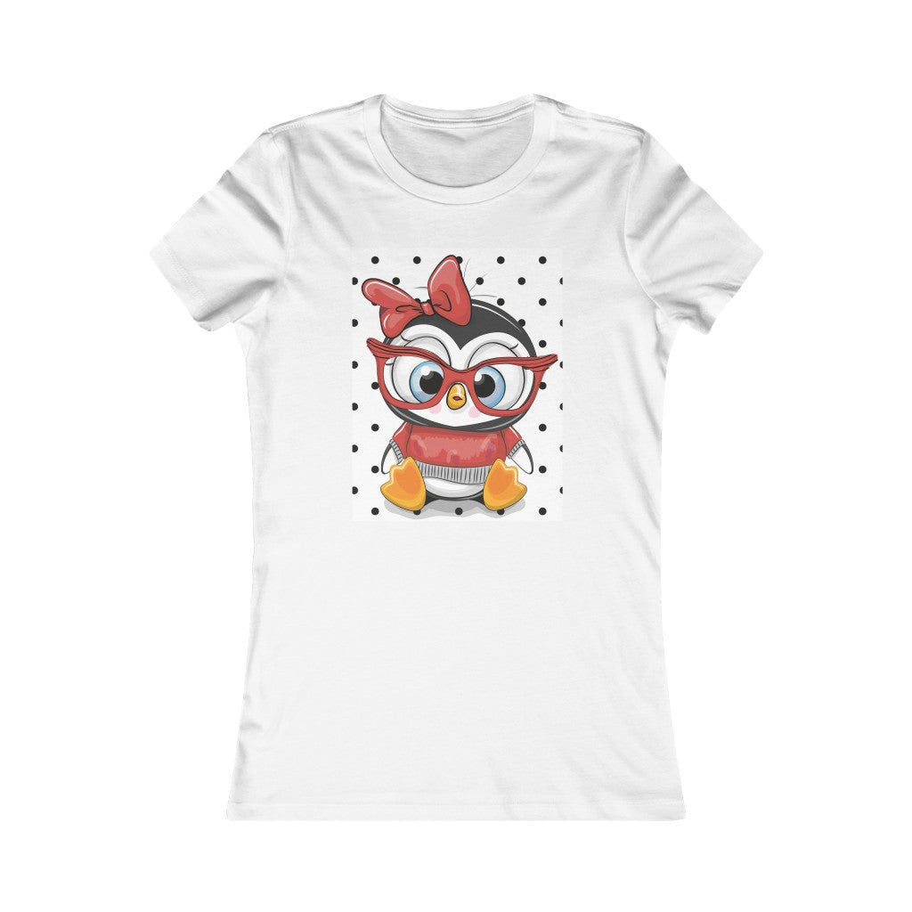 Women's Favorite Tee "Cute Cartoon Penguin with red glasses"
