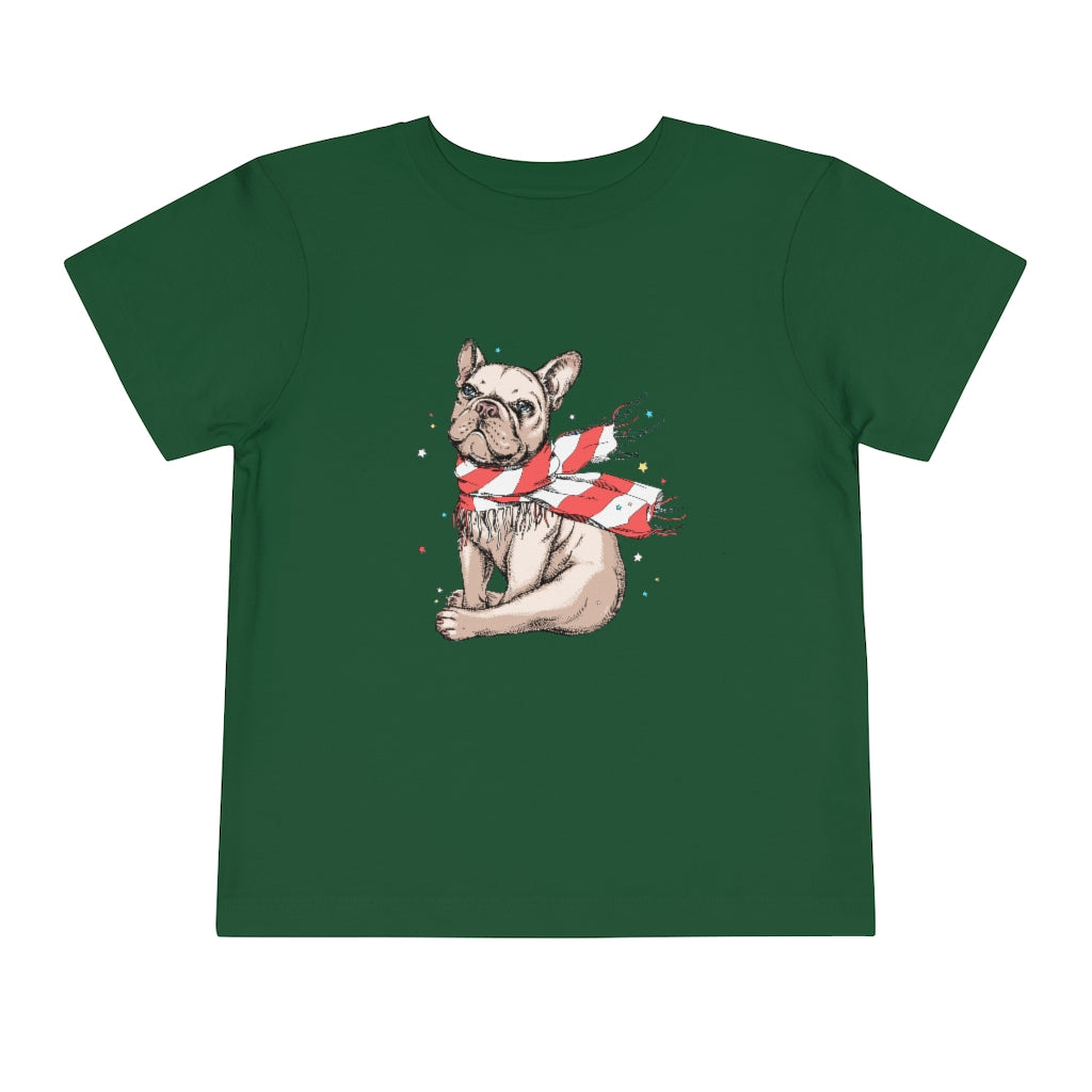 Kids Short Sleeve Tee "French bulldog in a striped scarf"