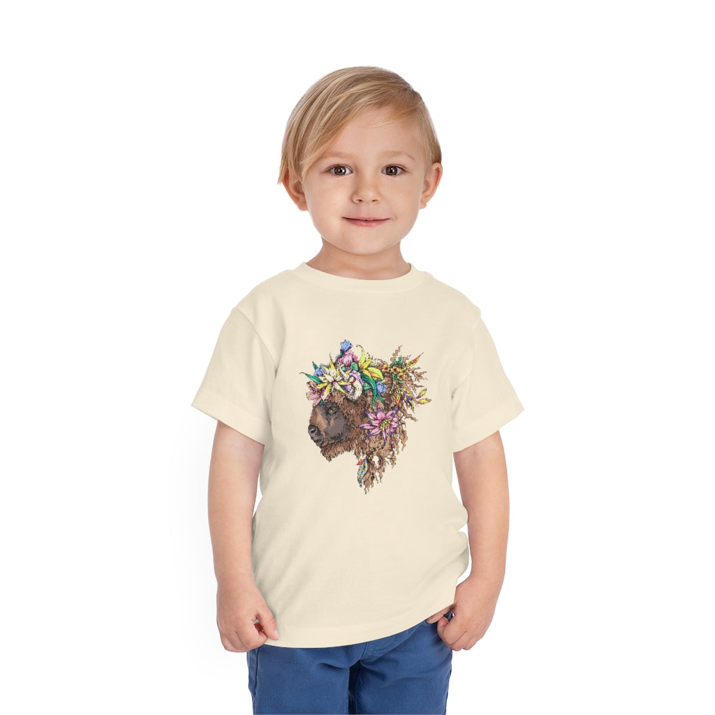 Kids Short Sleeve Tee "Bison & flowers"