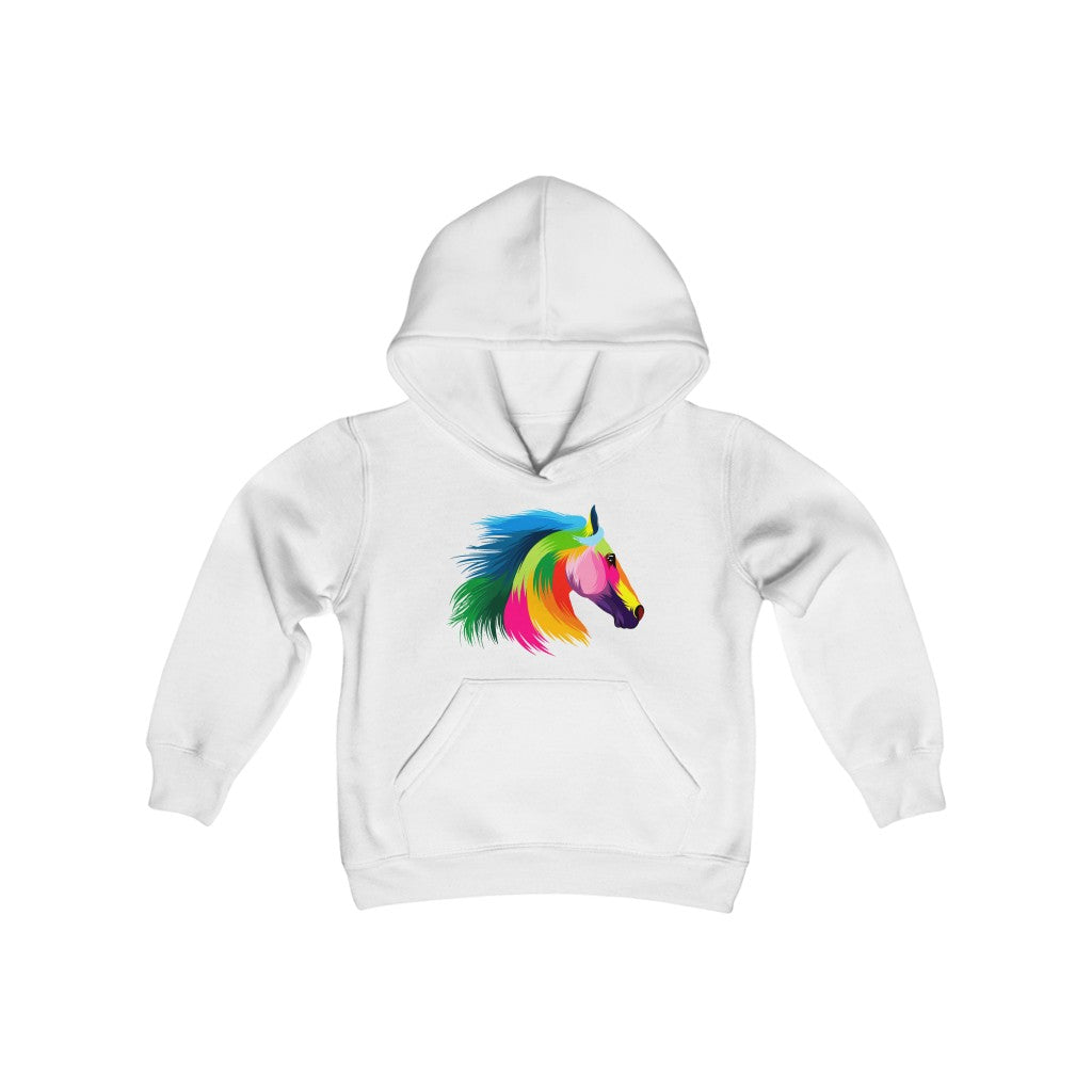 Youth Heavy Blend Hooded Sweatshirt "Abstract colorful horse"