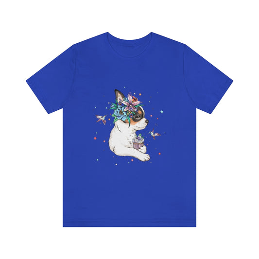 Unisex Jersey Short Sleeve Tee "Chihuahua puppy & cupcake"