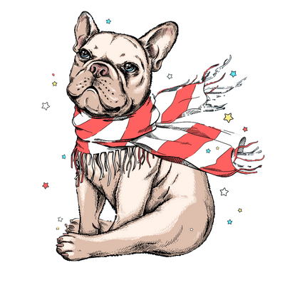 Unisex Jersey Short Sleeve Tee "French bulldog in a striped scarf"